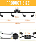 Four Head Foldable Track Lighting Kit With GU10 Sockets Adjustable Ceiling Spot Lights dimensions