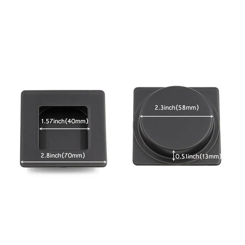 Black Flush Sliding Door Pull 2 Pack Recessed Closet Cabinet Finger Pulls with dimensions for square and round handles