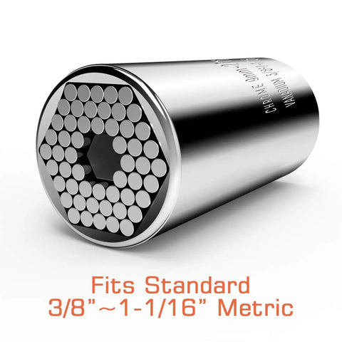 Self Adjusting Universal Socket Set Fits Three Eighths To One And One Sixteenth Inch And Nine Millimeter To Twenty Seven Millimeter