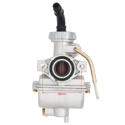 Front view of Carburetor With Air Filter Kit For TaoTao NST SunL Kazuma Baja 50cc-125cc Quad ATV and Honda models with dimensions.