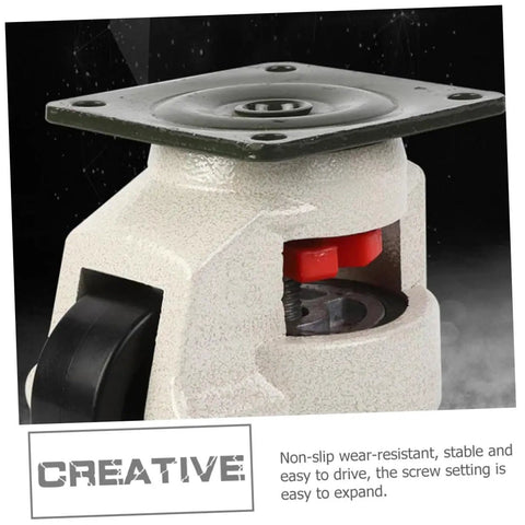 Heavy Duty Swivel Casters Set With Adjustable Leveling Plates showing sturdy adjuster mechanism and robust wheel design.