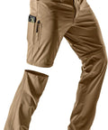 Mens Convertible Cargo Pants For Hiking And Work Water Resistant Zip Off Stretch Tactical Pants Lightweight Quick Dry Outdoor Pants With UPF 50 Sun Protection Rocky Hazelnut 30W 30L showing zip-off feature and pocket detail