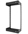 Beast Mode Heavy Duty 21U Two Post Wall Mount Open Frame Network Rack featuring adjustable depth for 19Inch AV it switches.