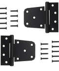 3.5 Inch Black Iron T Strap Gate Hinges Set For Wooden Fences And Barn Swing Doors with screws, heavy duty rust resistant steel