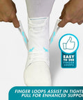 Person using ASO Ankle Stabilizer Lace Up Ankle Brace For Sprained Ankles And Peroneal Tendonitis Orthopedic Support White X Small