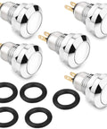 Waterproof Momentary Push Button Switch 8mm Mini Metal Button With Golden Feet Self Reset 1NO DC 36V 2A Micro Round Button For Doorbell Power Start Durable Silver Body Pack Of 5, silver metal switches with gaskets