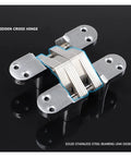 Invisible Door Hinge For Hidden Folding Doors And Wooden Doors 180 Degree Cross Mount Flat Dark Low Profile Concealed Hinge Hardware For Bedroom And Living Room Slim Tough Black Finish Easy Install For Modern Interiors, stainless steel