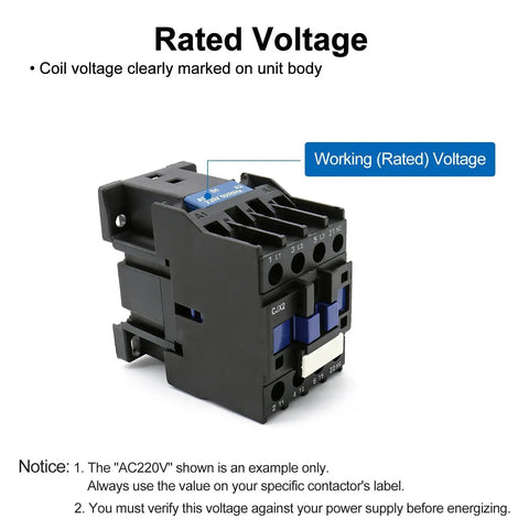 Three-Pole AC Contactor CJX2-2510 With 110VAC Coil, rated voltage label visible on unit body, DIN rail mount