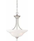 Trinidad 3-Light Brushed Nickel Bowl Pendant Lighting Fixture With LED Compatibility Modern Classic Style Mirror Finish Clear Lacquer UL Listed