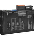 Side view of EP60 microstep driver for NEMA 23 stepper motors; black enclosure with top terminal block.