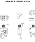 12 Amp Thermal Circuit Breaker With Push Button Reset Waterproof Button Cap Quick Connect Terminals 88 Series Built Tough For Automotive Marine And Industrial Power Systems 32VDC And 125 250 VAC technical drawing