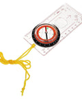 Multifunction Hiking Compass With Ruler For Outdoor Survival Navigation Tool Lightweight Explorer Map Compass, transparent with yellow cord.