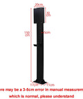 Heavy Duty Galvanized Steel EV Charger Holder Stand With A Tough Waterproof Cover Box For Outdoor Garages And Workplace Parking Lots, side view with measurements.