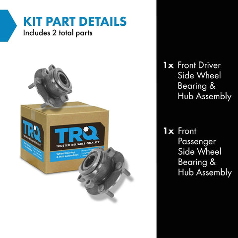 Front Wheel Bearing And Hub Assembly Set For 2008 2013 Nissan Rogue 2014 2015 Rogue Select And 2007 2012 Sentra SE R Spec V Front Left And Right Two Piece Kit Drop In Replacement Hubs displayed with packaging and details.