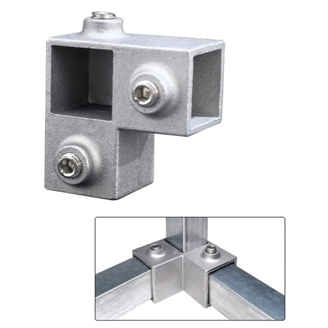 Heavy Duty Three Way Elbow Pipe Connector For Industrial Shelving And Fence Rails Made Of Super Strong Aluminum Alloy for secure fittings.