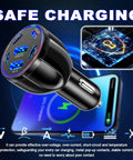 Six Port Car Charger Delivering Seventy Five Watts With Four Usb Type C And Two Classic Usb A Outlets, showcasing fast charging ports.