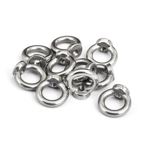 Rock Solid 304 Stainless Steel Lifting Eye Bolt Ring Nut set of 12, precision machined for secure load handling in rigging.