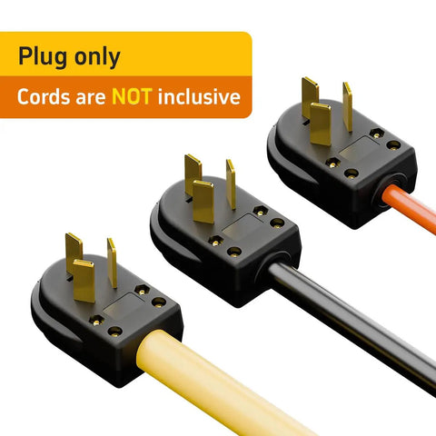 Beefy 50 Amp 125 250V Dryer And Range Power Plug 10 To 50P 3 Pole 3 Wire Grounding Straight Blade Rewireable AC Outlet Copper Pins Nylon Shell