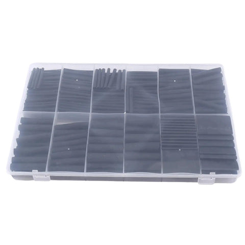 Awesome 800 Pc Heat Shrink Tubing Kit With Super Fast 3:1 Ratios Adhesive Lined Marine Grade Wraps That Seal Tight For Any Industrial Jobsite Or DIY Electrical Fixins Without Getting Burned. black heat shrink tubing kit in divided plastic organizer