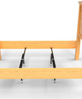 Heavy Duty Bed Slats Center Support System with adjustable steel legs under a wooden bed frame.