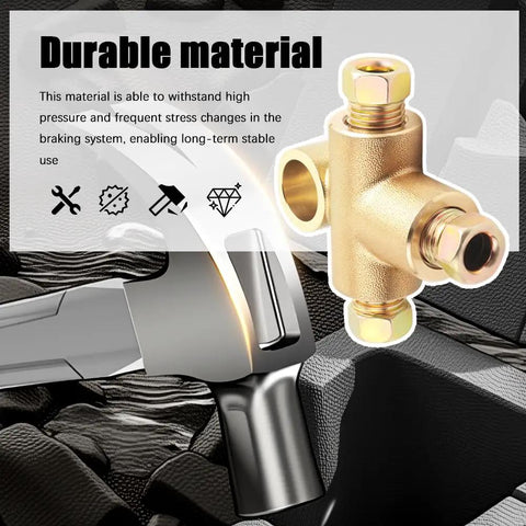 Rustproof Copper Brake Line Tee Union With Three Inverted Male Nuts For Three Way Brake Line Fittings Car Accessories Replacement Essential Brake Lines Connector For Easy Pipe Linking No Fuss Leak Safe Durable, gold 3-way brake tee