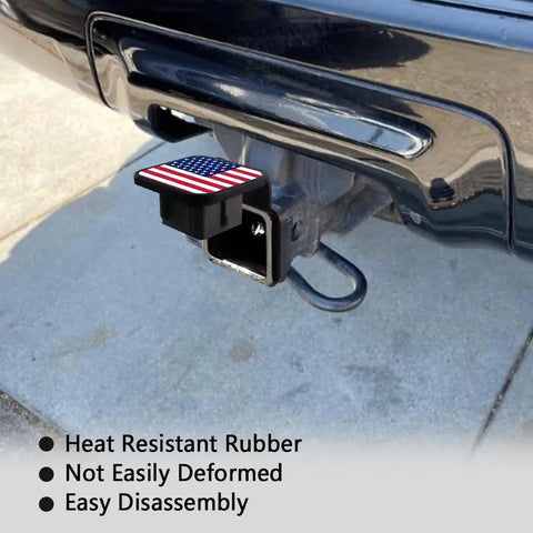 2 Inch Hitch Cover Tube Plug For 2 Inch Receivers Class 3 4 5 Fits Toyota Ford Jeep Chevy Nissan Dodge Ram Porsche Mercedes Polaris Ranger ATV UTV Durable Rubber Protector with US flag design