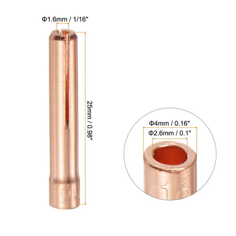 10Pcs 13N22 TIG Collet Tips 1.6mm copper tips 25mm length tungsten electrodes for WP9 WP20 WP25 torch