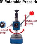 Heavy Duty Manual Arbor Press Built Like A Tough Little Mule With Sturdy Non Slip Base 360 Degree Rotating Head adjustable height dial.