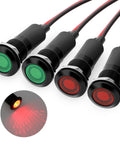 Four Pack 12mm LED Indicator Lights IP67 Waterproof Signal Lamps With 18AWG Leads Universal 5V To 125V Fit For Pilot Dash Heads