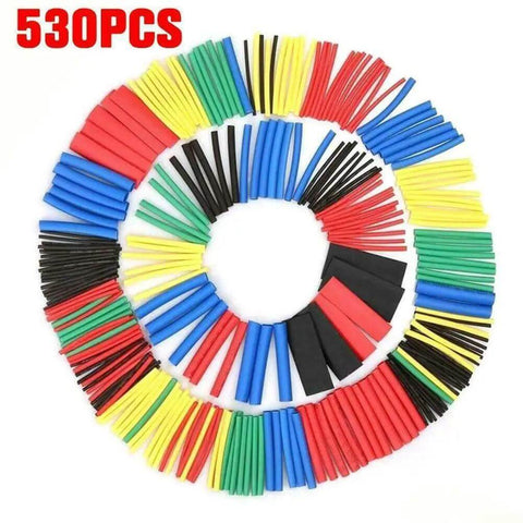 The Ultimate 530 Pc Heat Shrink Tubing Assorted Cable Wire Wrap Sleeve Kit For Automotive Electrical Repair Maintenance And DIY Projects Including Durable Insulation Sleeves To Keep Your Car Wires Secure And Protected From Wear., 530-piece multicolor heat shrink tubing assortment