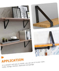 Hefty Corner Brace Shelf Brackets 2 Pack Beefy Triangle Wall Mounts For Floating Shelves showcasing black steel brackets supporting wooden shelves.