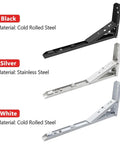 Black, silver, white 4PCS Triangle Folding Angle Brackets Heavy Duty Shelf Supports For Wall Mounted Benches And Tables Adjustable