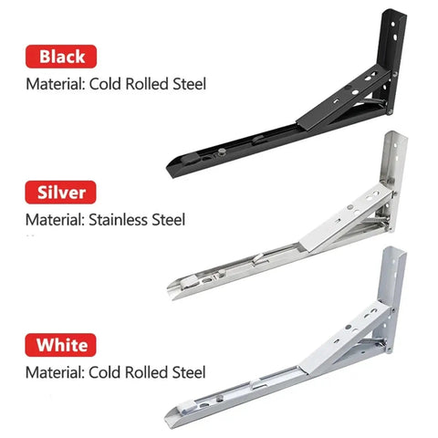 Black, silver, white 4PCS Triangle Folding Angle Brackets Heavy Duty Shelf Supports For Wall Mounted Benches And Tables Adjustable