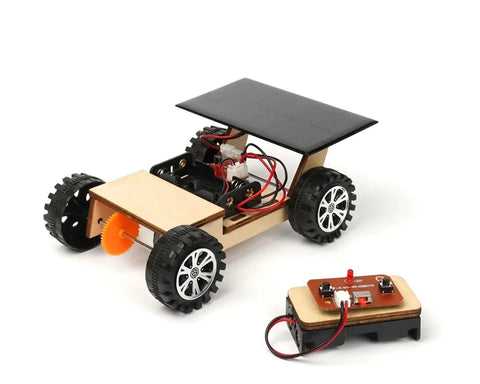Solar Powered Car V300 Wooden STEM Kit With Wireless Remote Control Hybrid Solar And Battery Power Hands On Motor Toy Gift