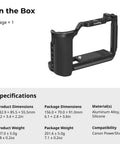 Pro Grade Camera Cage For Canon PowerShot V1 With Ergonomic Silicone Grip And Arca Swiss Quick Release Plate Black
