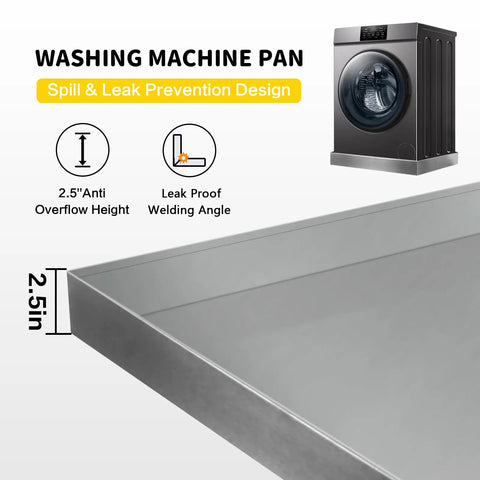 Stainless Steel Washing Machine Pan For Floor Protection 32 By 30 By Two And A Half Inches Heavy Duty Drip Tray