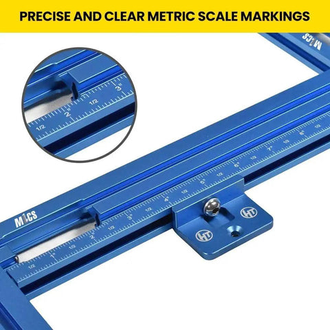 Heavy Duty Adjustable Juice Groove Routing Jig Built From Tough Anodized Aluminum With Secure Hold Downs And Precision Centering Blocks Kicks Routing Hassles Out The Door For Clean Cuts Every Time with clear scale markings.
