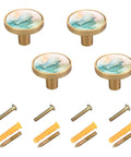 4 Pack Round Gold Cabinet Knobs For Kitchen And Dresser Drawers, Heavy Duty Zinc Alloy And Acrylic Hardware, Easy Install