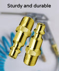 Beefy Heavy Duty Brass One Quarter Inch NPT Male Air Hose Adapter Kit With Quick Connect Fittings Coupler And Plug Four Piece