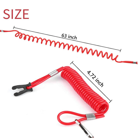 Suzuki Kill Switch Lanyard for Boats and Outboard Motors, Emergency Safety Cord for Ignition Stop Switch, size 63 inches