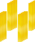 Tough As Nails Zero Clearance Tape For Miter Saw 20 Pack Self Adhesive Woodworking Gap Strips 2X14 Inch yellow PVC strips laid out.