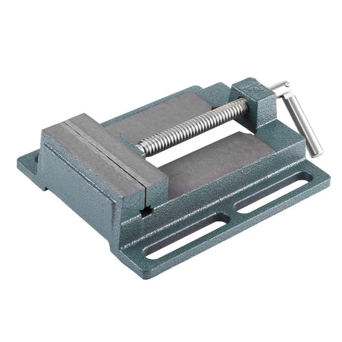 Fabater 4 Inch Drill Press Vise Heavy Duty Milling Vice Cast Iron Machinist Workholding Tool For Drilling And Routing Smooth Precision Clamping, side view.