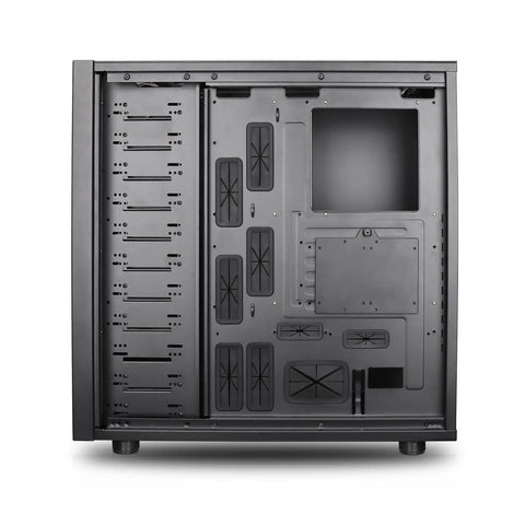 Side view of Thor NAS Full Tower Workstation Server Chassis With Beefy Drive Bays For AI Servers And DIY NAS Supports 11x 3.5 Inch HDD Or 13x 2.5 Inch SSD E-ATX Compatible 140mm PWM Fan USB 3.2 Type-C Front Panel.