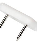 Top Shelf White Furniture Sliders With Nails For Heavy Duty Angular Glides 100 Pack Floor Protection Pads 0.71 X 1.18 Inches close-up of slider with metallic nails.