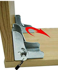 Heavy Duty Galvanized Steel Self Locking Hinge Brackets For Folding Desks And Couches Rock Solid Right Angle connector on wood.