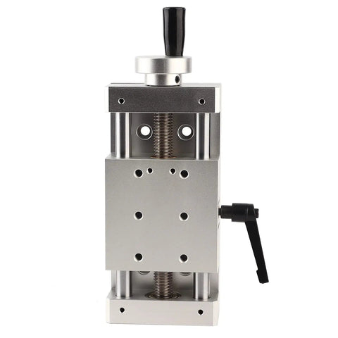 Front view of Ultra Smooth Low Friction Aluminum Linear Stage Table with 100mm travel for CNC positioning and precision machining.