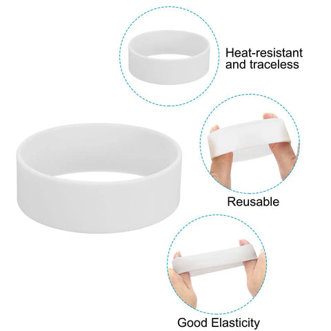 Elastic Sublimation Tumbler Holder Ring Bands 12 Pcs Silicone Heat Resistant Wrap Rings for 20 oz Tumblers, white, reusable.