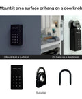 Smart Lock Box For House Keys Outdoor Wall Mount With Bluetooth Keys And Pin Codes, Battery Powered Key Safe For Realtors And Homeowners