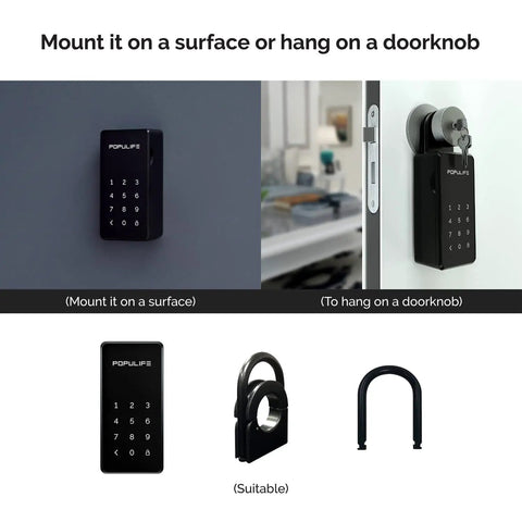 Smart Lock Box For House Keys Outdoor Wall Mount With Bluetooth Keys And Pin Codes, Battery Powered Key Safe For Realtors And Homeowners