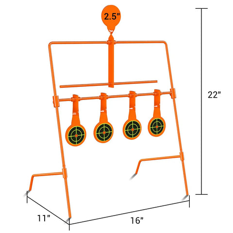 Auto Reset Steel Target For.22 Caliber Rimfire Handguns And Rifles Neon Orange 16 By 11 By 22 Inches with four steel plates